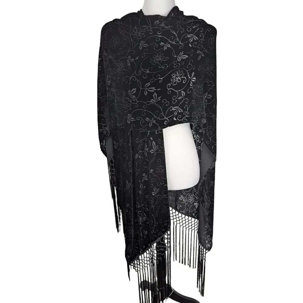 kay Unger burnout silk velvet Wrap/Shawl 58